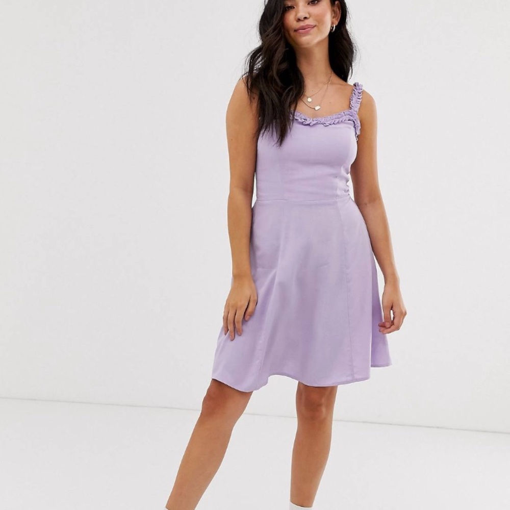 NEW LOOK SUNDRESS WITH RUFFLE TRIM EDGE IN LILAC